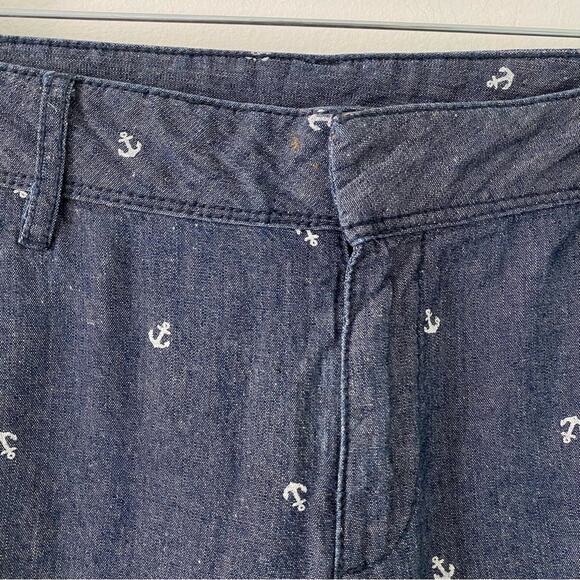 5/$25 Liz Claiborne Chambray Cotton Anchor Nautical Straight Leg Pants 10 - Picture 4 of 9